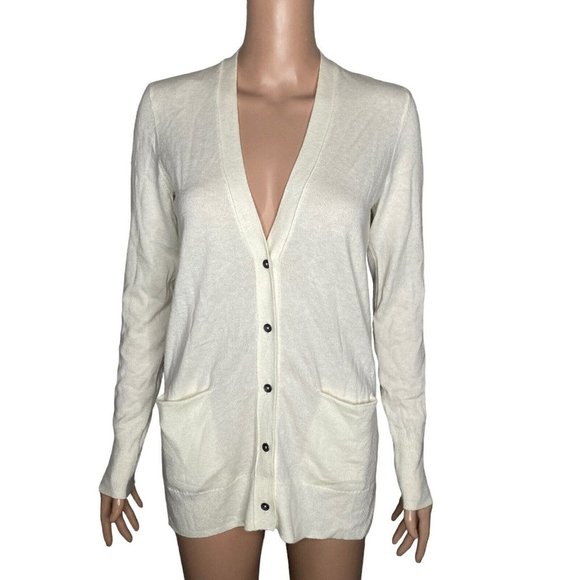Gap Cardigan Sweater Womens XS Merino Wool Ivory Vneck - Picture 6 of 9